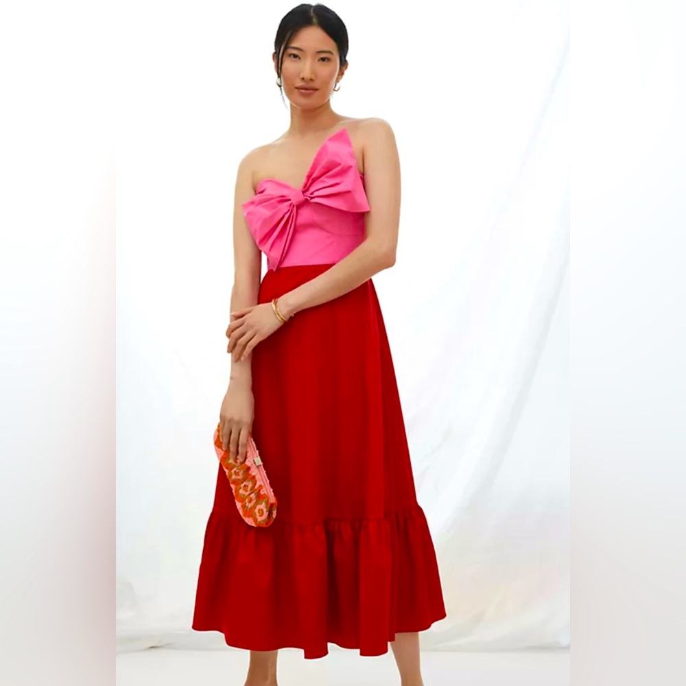 Anthropologie Hutch Bow Tie Midi Dress